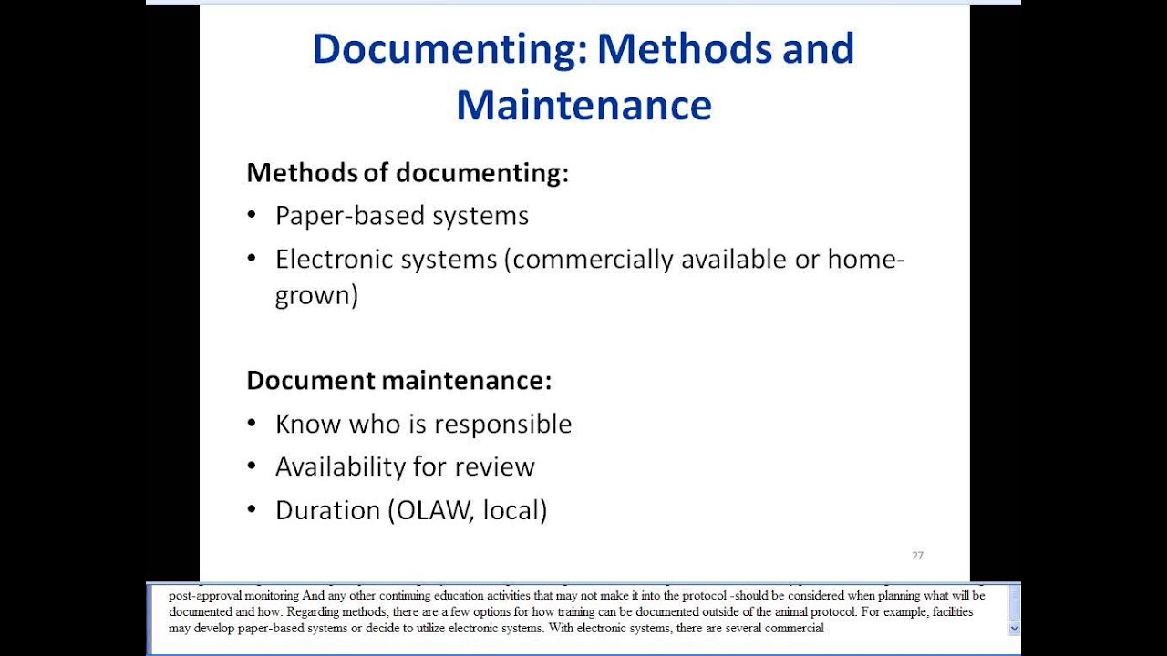OLAW Webinar: Training Issues