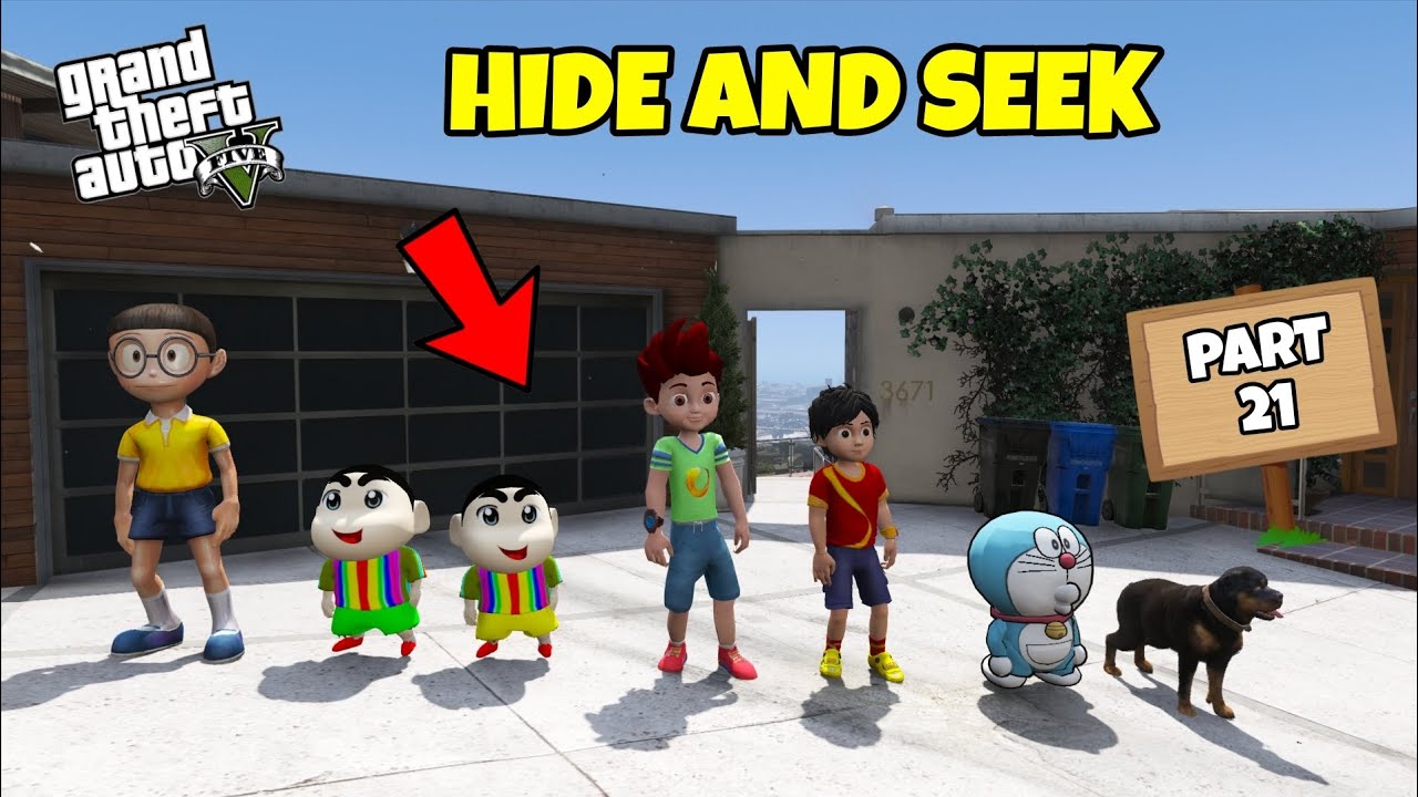 GTA 5 : SHINCHAN, PINCHAN AND FRANKLIN PLAYING HIDE AND SEEK 😯 PART 21