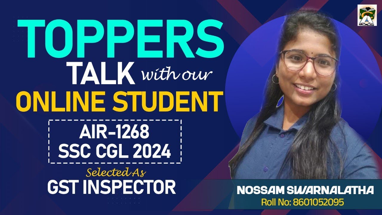 TOPPERS TALK BY N. SWARNALATHA GST INSPECTOR AIR 1268 SSC CGL 2024 || CLASSMATE ACADEMY ||