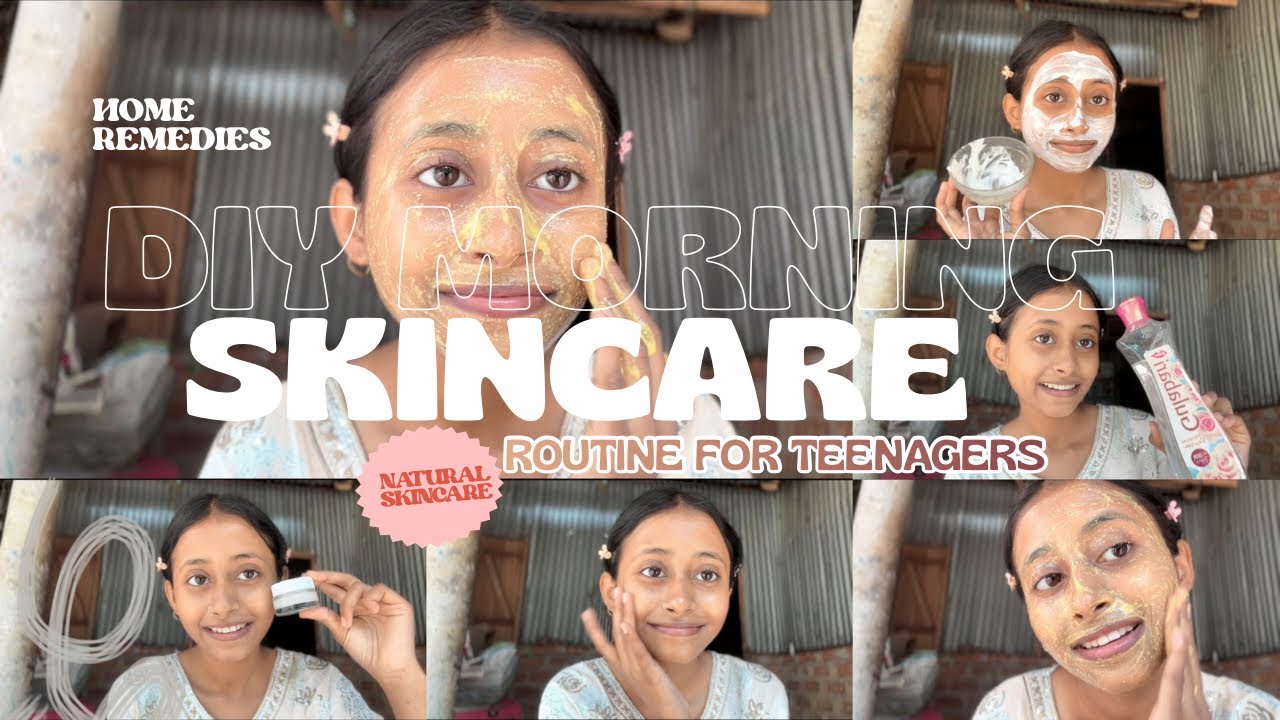 Diy Morning Skincare Routine For Teenagers | Natural Home Remedies | Glowing And Healthy Skin 🩷🌼✨