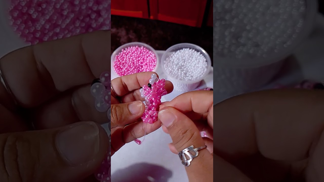 Passo a passo Pantera cor de Rosa feito com miçangas, parte 2