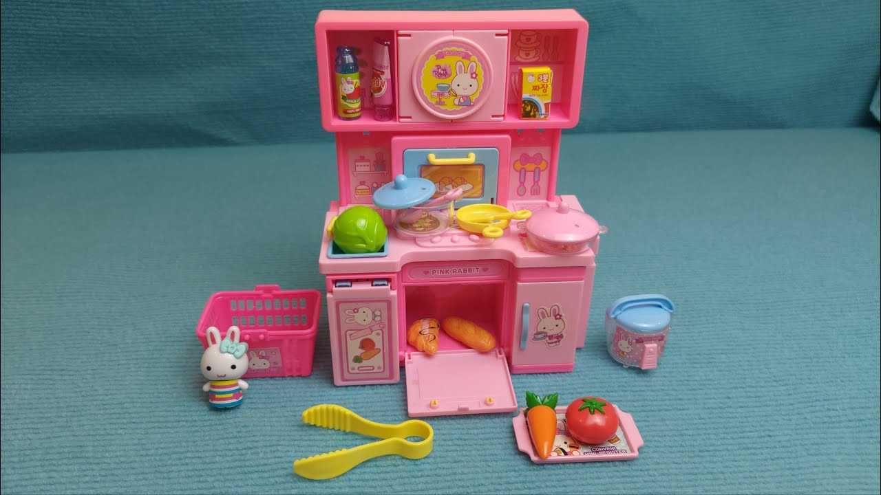 6 minutes satisfying with unboxing Pink Rabbit kitchen Playset ASMR No Talking Videos