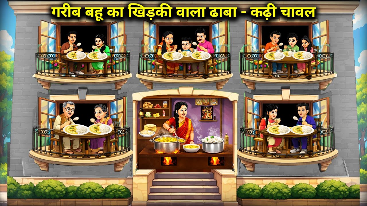 गरीब बहु का खिड़की वाला ढाबा - कढ़ी चावल || Garib Bahu Window Dhaba - Kadi Chawal || Cartoon Video