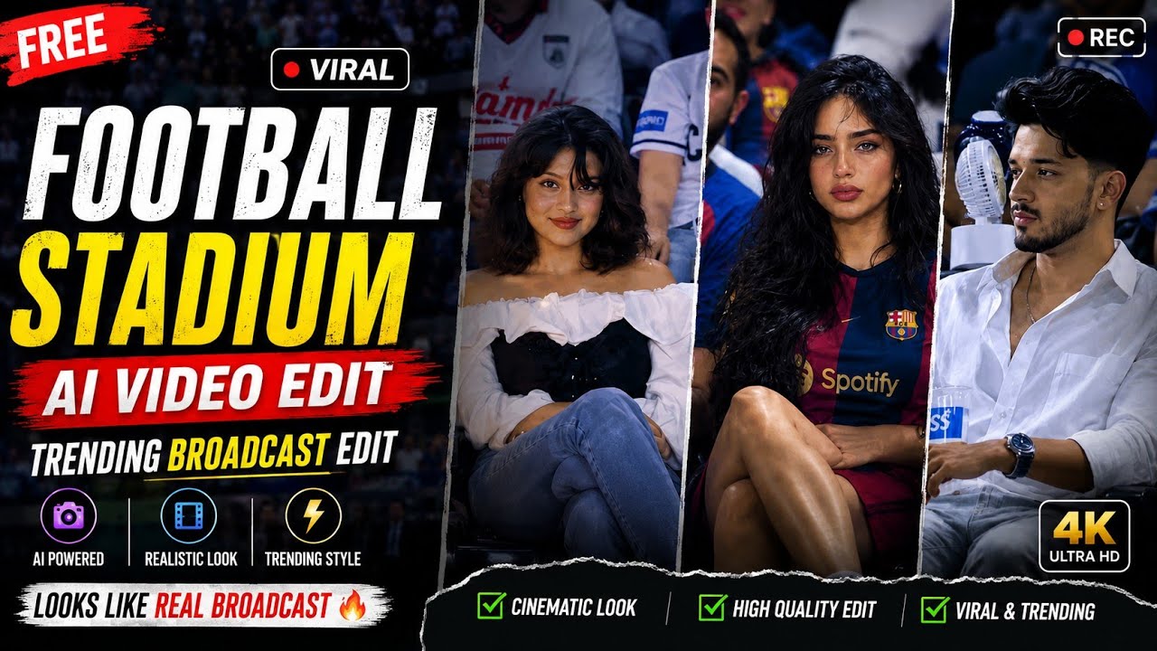 Football Stadium AI Video Edit Tutorial ⚽🔥 | Viral Broadcast Effect Editing | Trending AI