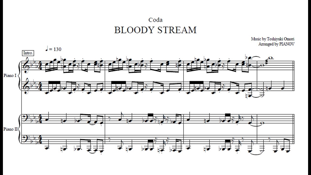 BLOODY STREAM / ピアノ連弾楽譜 ： ジョジョの奇妙な冒険OP2