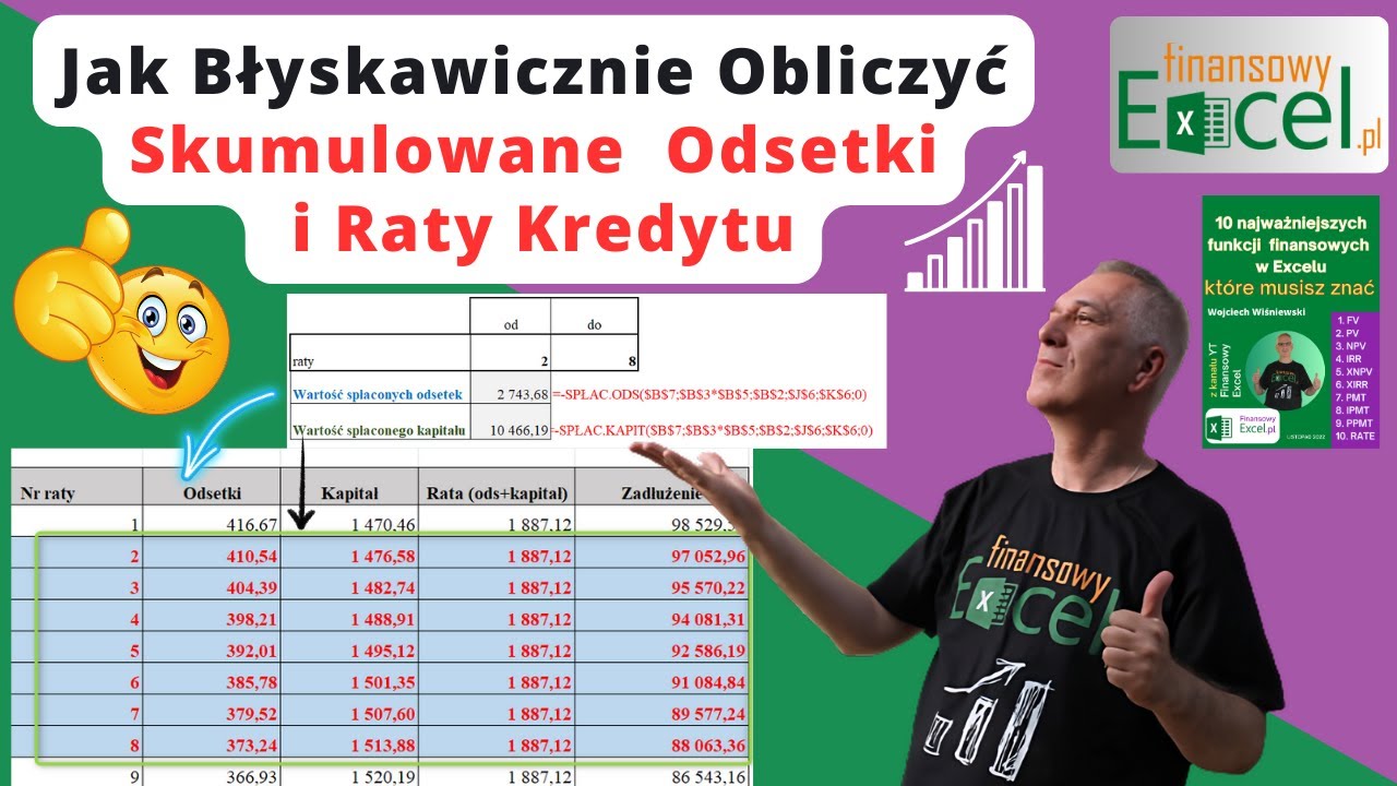 146. Jak Błyskawicznie Obliczyć Skumulowane Odsetki i Raty Kapitałowe  W Zakresie Wybranych Rat