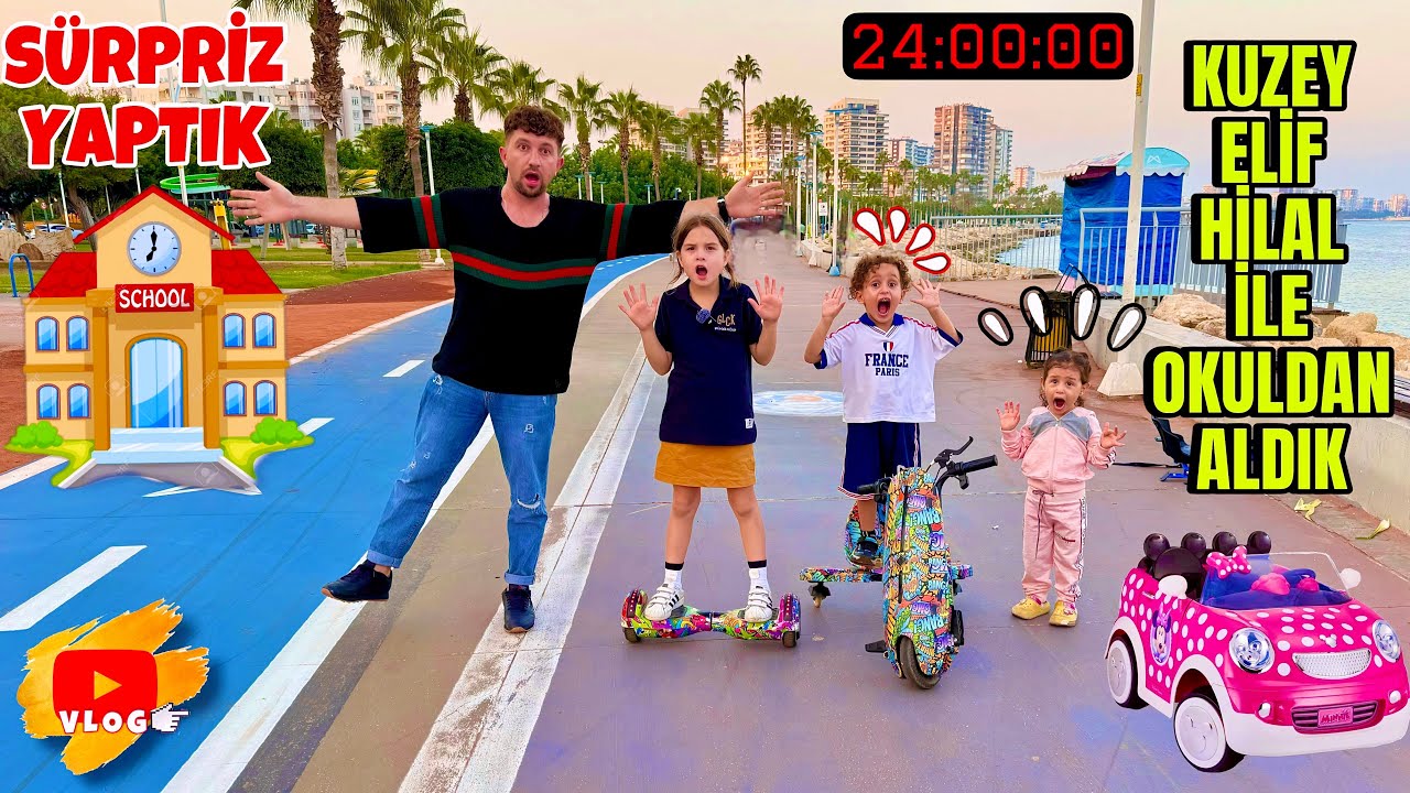 KUZEY ELİF HİLAL İLE OKUL ÇIKIŞI SÜRPRİZ YAPTIK !! KUZEY ELİF ÇOK SEVİNDİ !! 24 SAAT VLOG !!