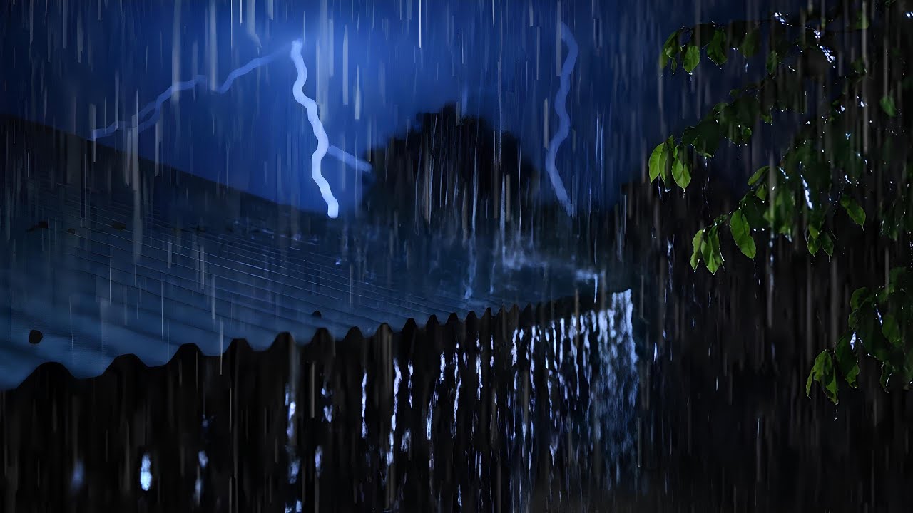 Fall Asleep Easily on a Rainy Night | Strong Thunder & Heavy Tin Roof Rain Sounds for Deep Sleep
