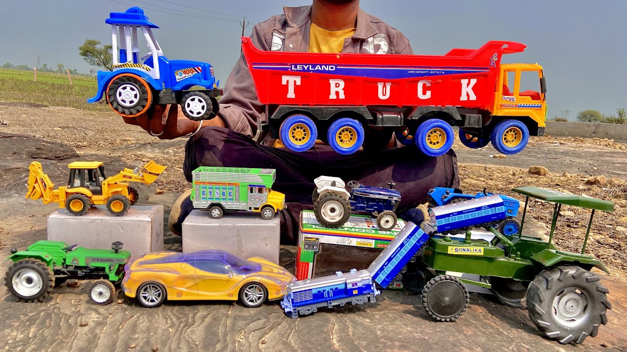 Die Model Unboxing | Tata Dump Truck 12 Tyre, JCB Backhoe Loader, Tractor John Deere, Indian Train,