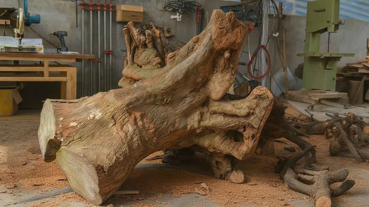 The Farmer Was Amazed At The Carpenter's Idea Of ​​Making A Coffee Table From Discarded Tree Trunks