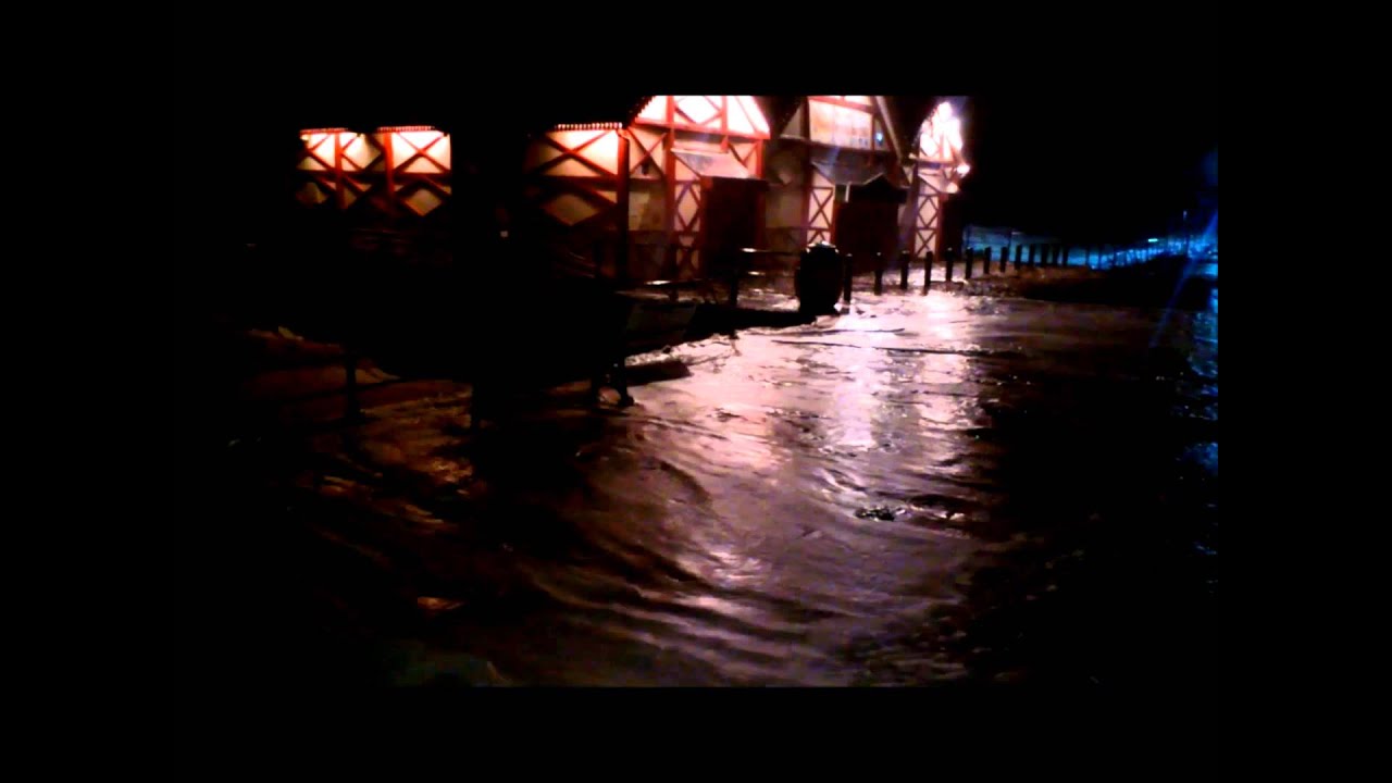 Saltburn pier hit by massive storm surge