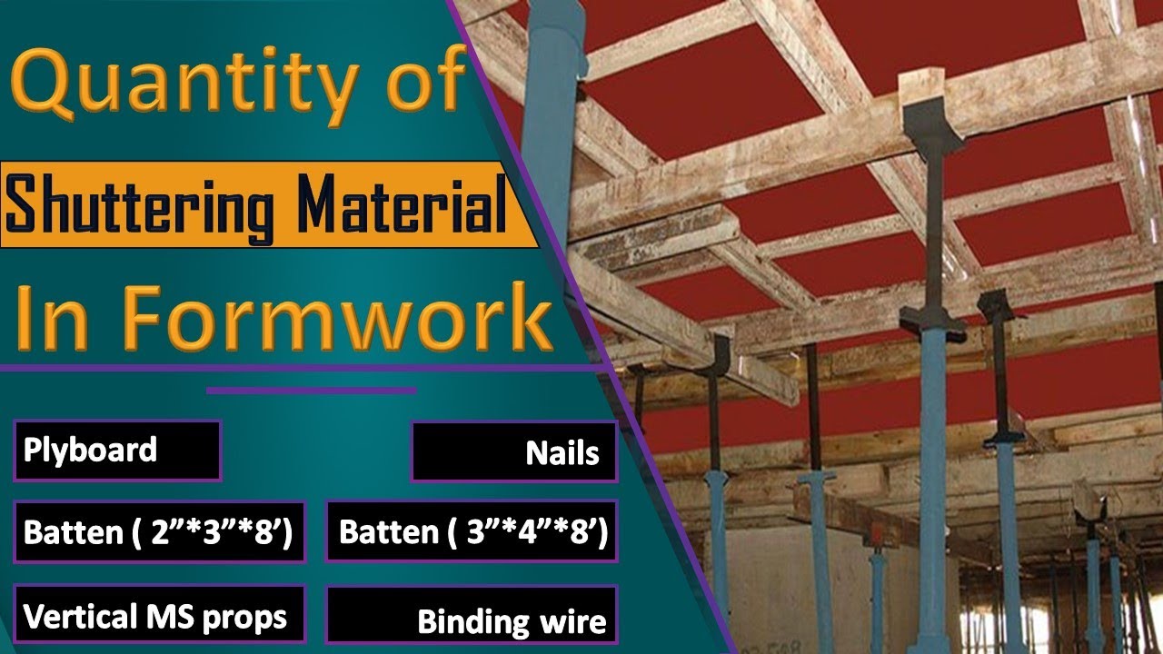 How to calculate the Quantity of Shuttering Material like Plywood, Batten, Nails, Props, Jacks etc.