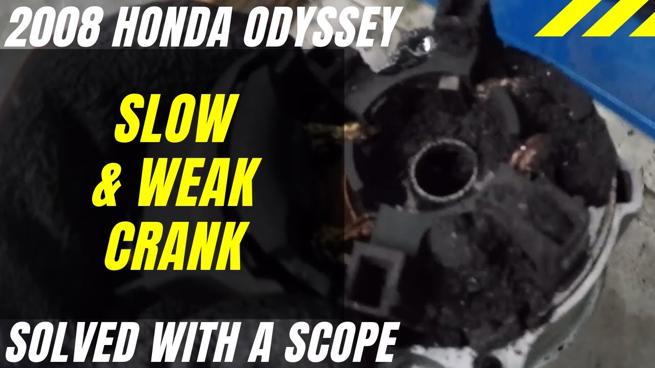 Slow/Weak crank - 2008 Honda Odyssey - Worn starter motor brushes picked up with a scope