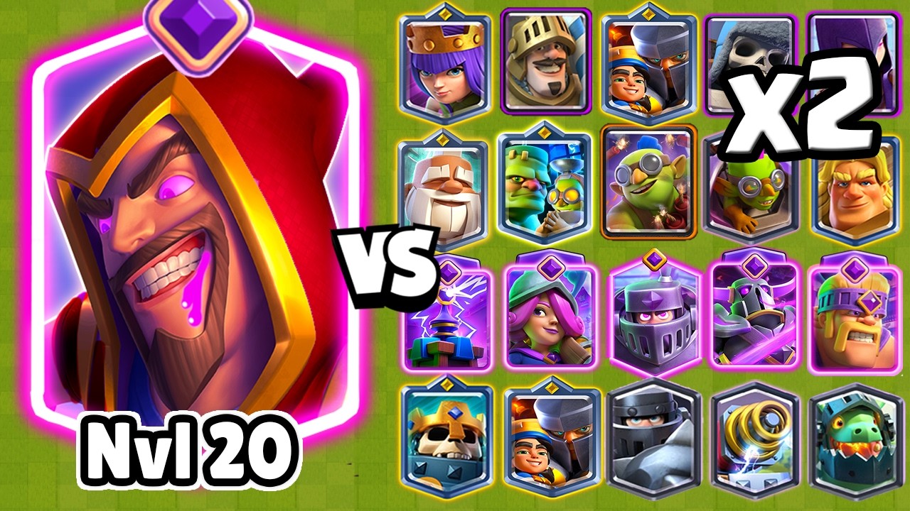 SUPER MAGO EVO NIVEL 20 vs TODAS LAS CARTAS x2 | Clash Royale