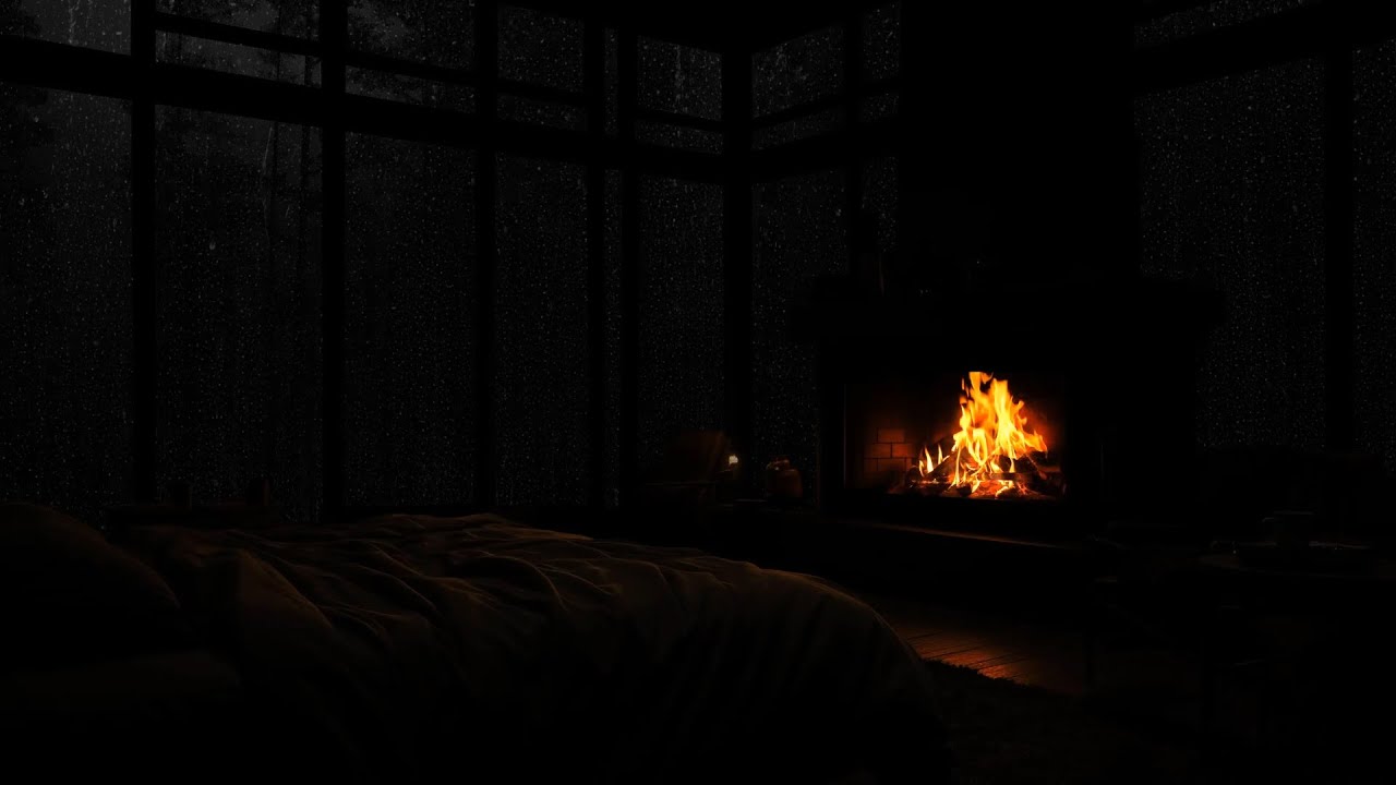 Relaxing Rain & Thunderstorm🌧️Cozy Fireplace Ambience for Deep Sleep, Stress Relief & Calm Nights😴