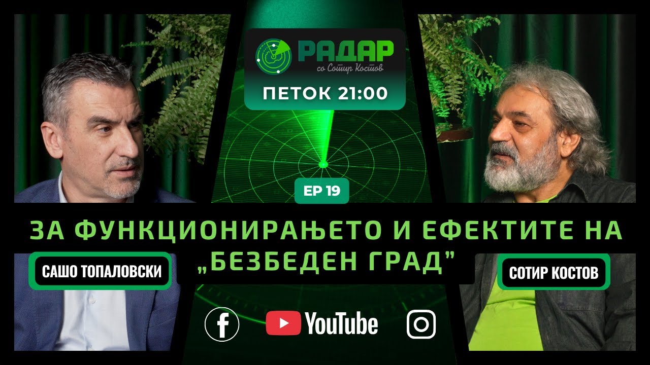 RadarPodcast|РадарПодкаст S01E19, За функционирањето и ефектите на Безбеден град со Сашо Топаловски