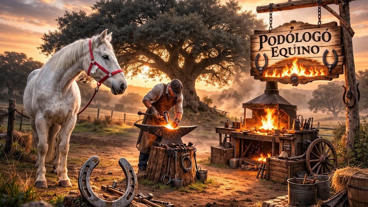 Podólogo equino en el campo 