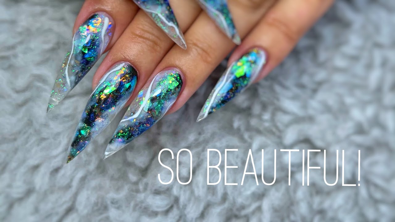 Probably the most beautiful nails I've ever done! - Dimensional galaxy - extreme length gel stiletto