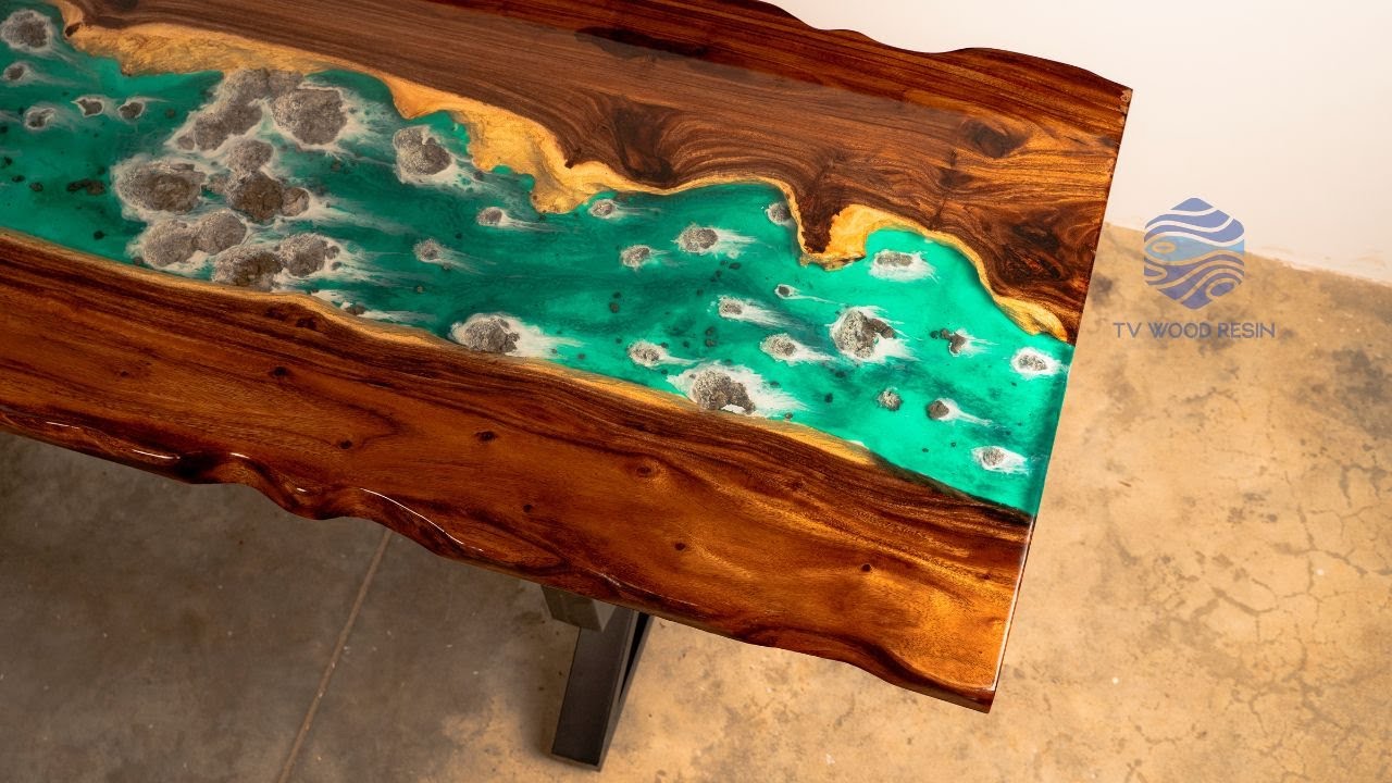 A Waterfall Flows Across This Table — Resin Art in Motion