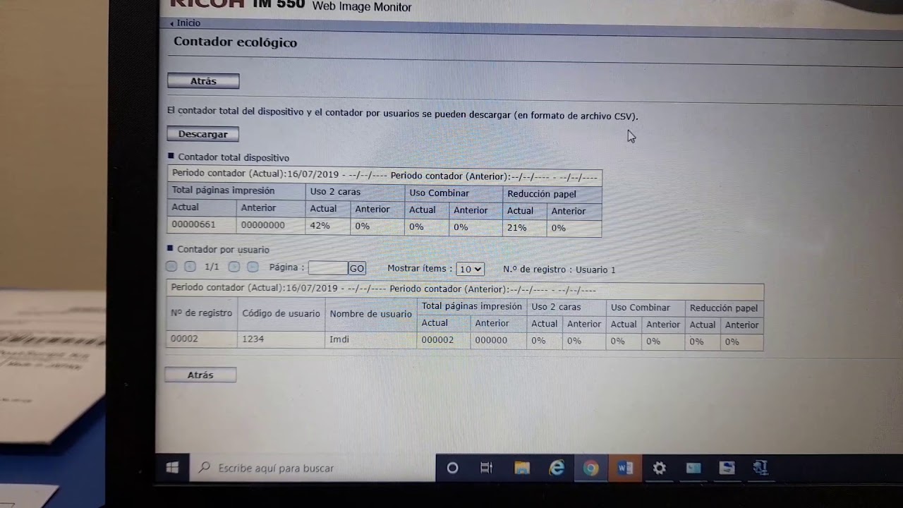 informe de contabilidad por usuario impresora ricoh