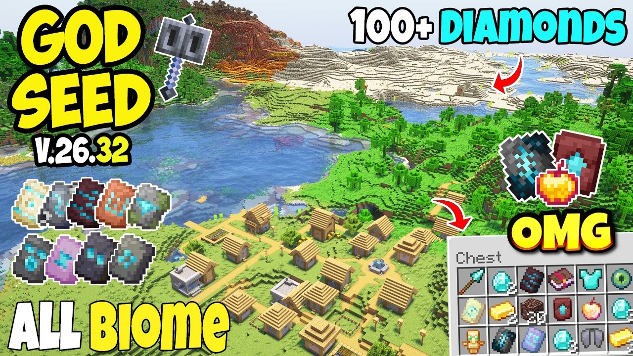 🔥Ultimate (God Seed) For Minecraft 26.32+ Bedrock & PE | All Biomes Seed+ Sulfur Cave & Armor Trims