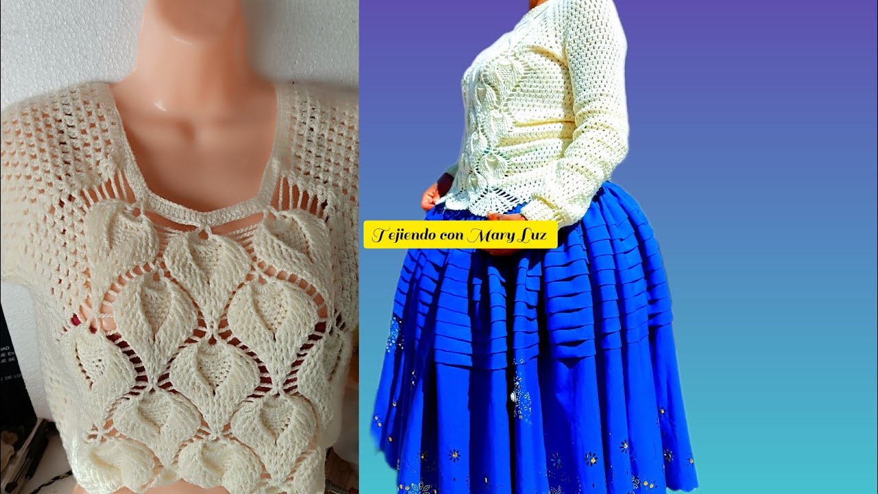 #TejiendoconMarylu blusa tejido a crochet con hojas #blusatejido
