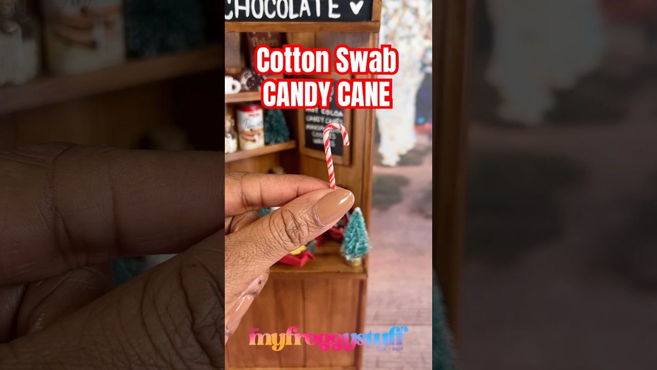 Making Mini Candy Canes for Dolls With Stuff Around The House | Cotton Swab Quick Craft