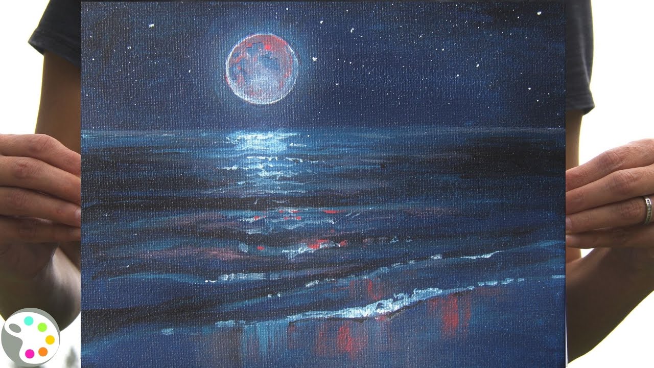 Ocean Night Sky Painting / Easy Acrylic Painting / Step-by-Step Tutorial
