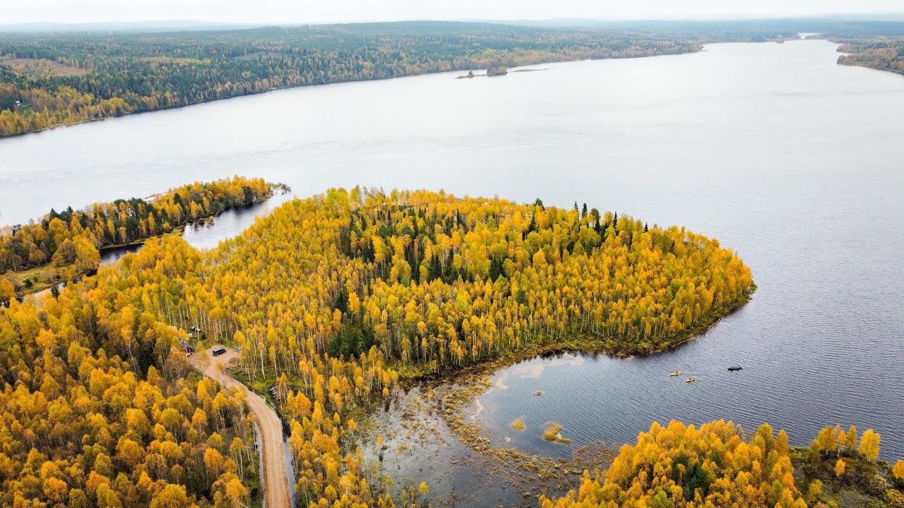 Autumn Canoeing Adventure in Rovaniemi, Lapland | 4K Scenic Drone Footage