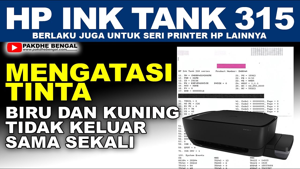 Cara Memperbaiki Printer HP Ink Tank 315 Tinta Warna Biru Dan Kuning Tidak Keluar
