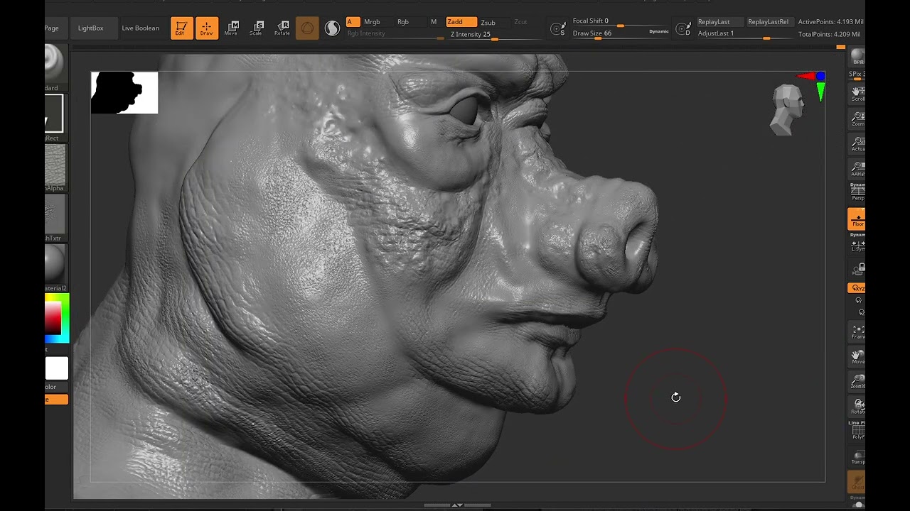 sculpting pig man creature using zbrush