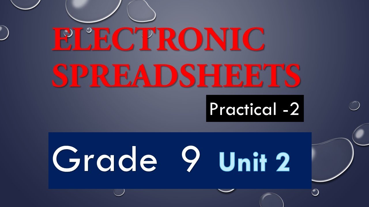 Electronic Spreadsheets - Lesson -2  -  Grade 9