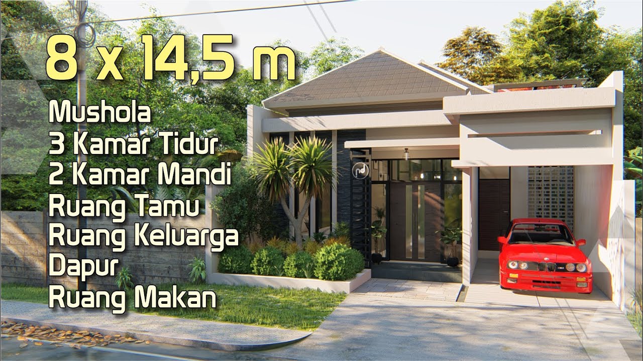 Desain Rumah 8 x 14,5 Meter