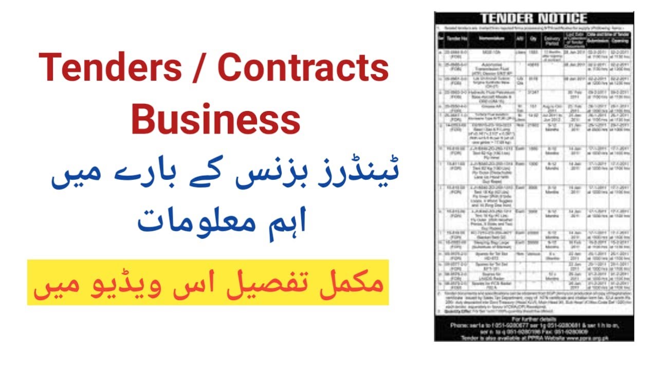 tenders & contracts in Pakistan | Government & Private Contracts|