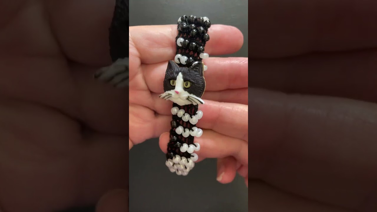 Black cat bracelet beaded costume jewelry