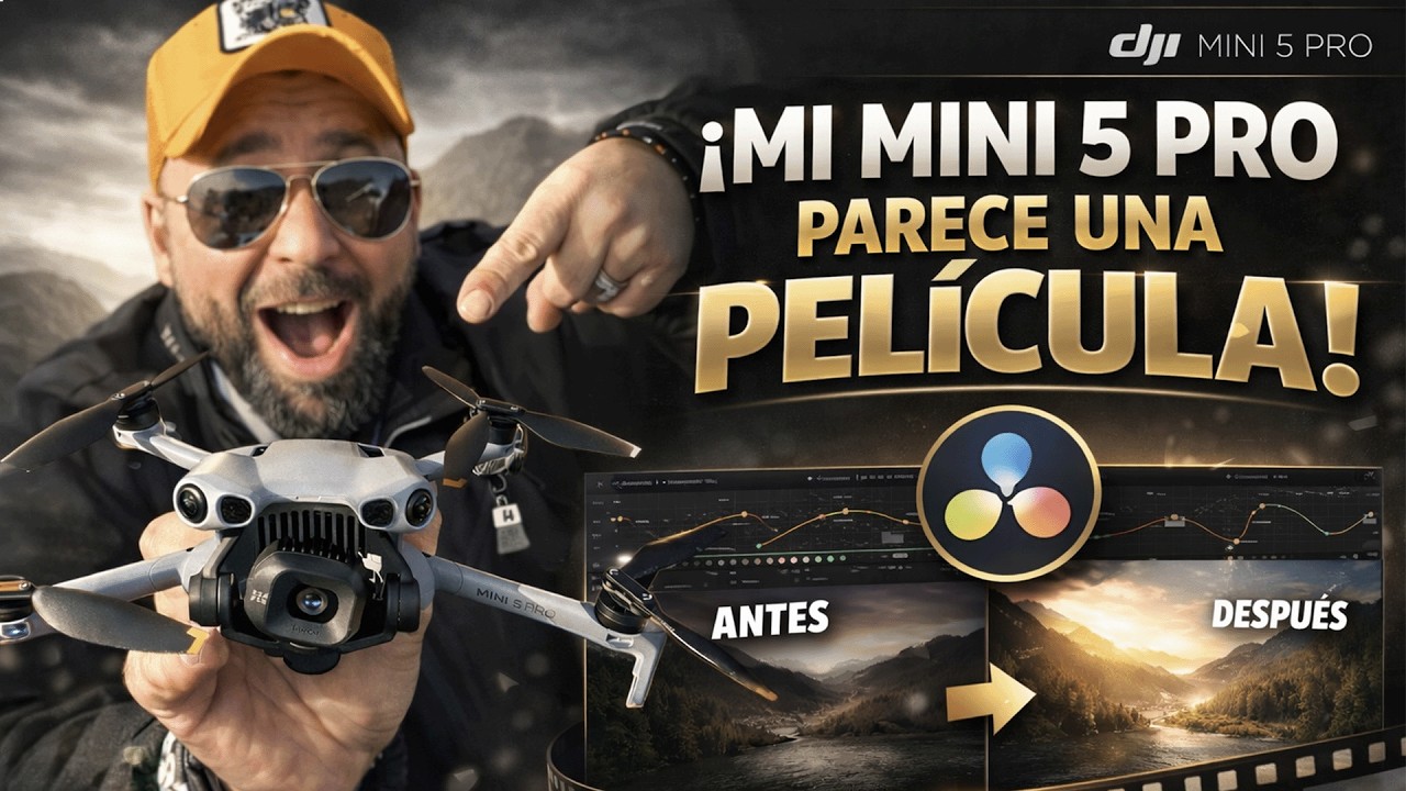 Así hago que mi DJI Mini 5 Pro parezca una PELÍCULA (DaVinci Resolve paso a paso)