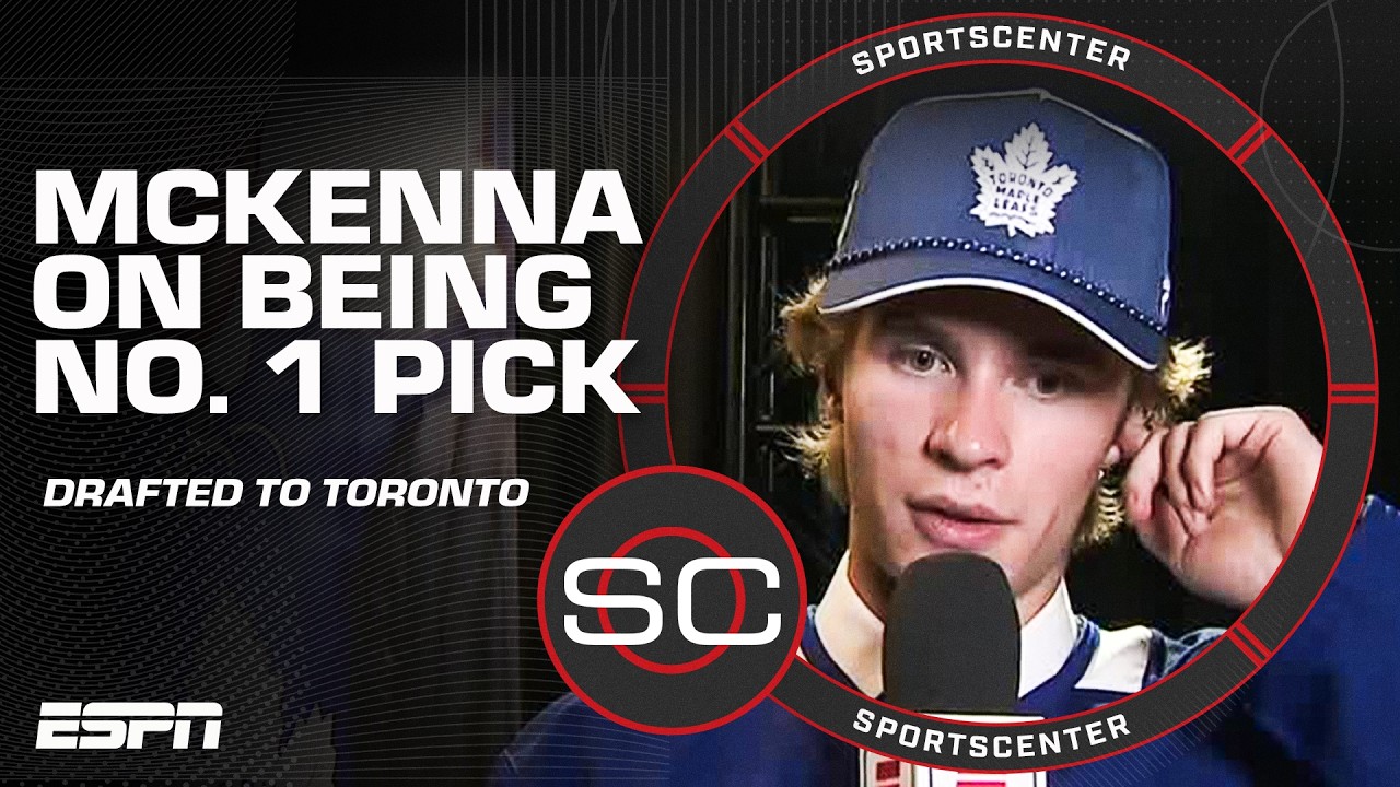Gavin McKenna reacts to being drafted first overall by the Toronto Maple Leafs 🔥 | SportsCenter