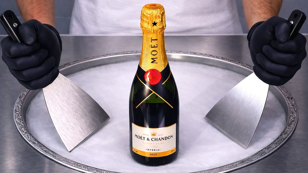 Mo&euml;t & Chandon Champagne &mdash; Ice Cream Rolls | Satisfying Visual ASMR