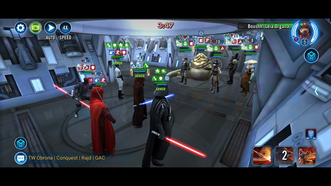 SWGOH TW counter Lord Vader vs Jabba the Hutt