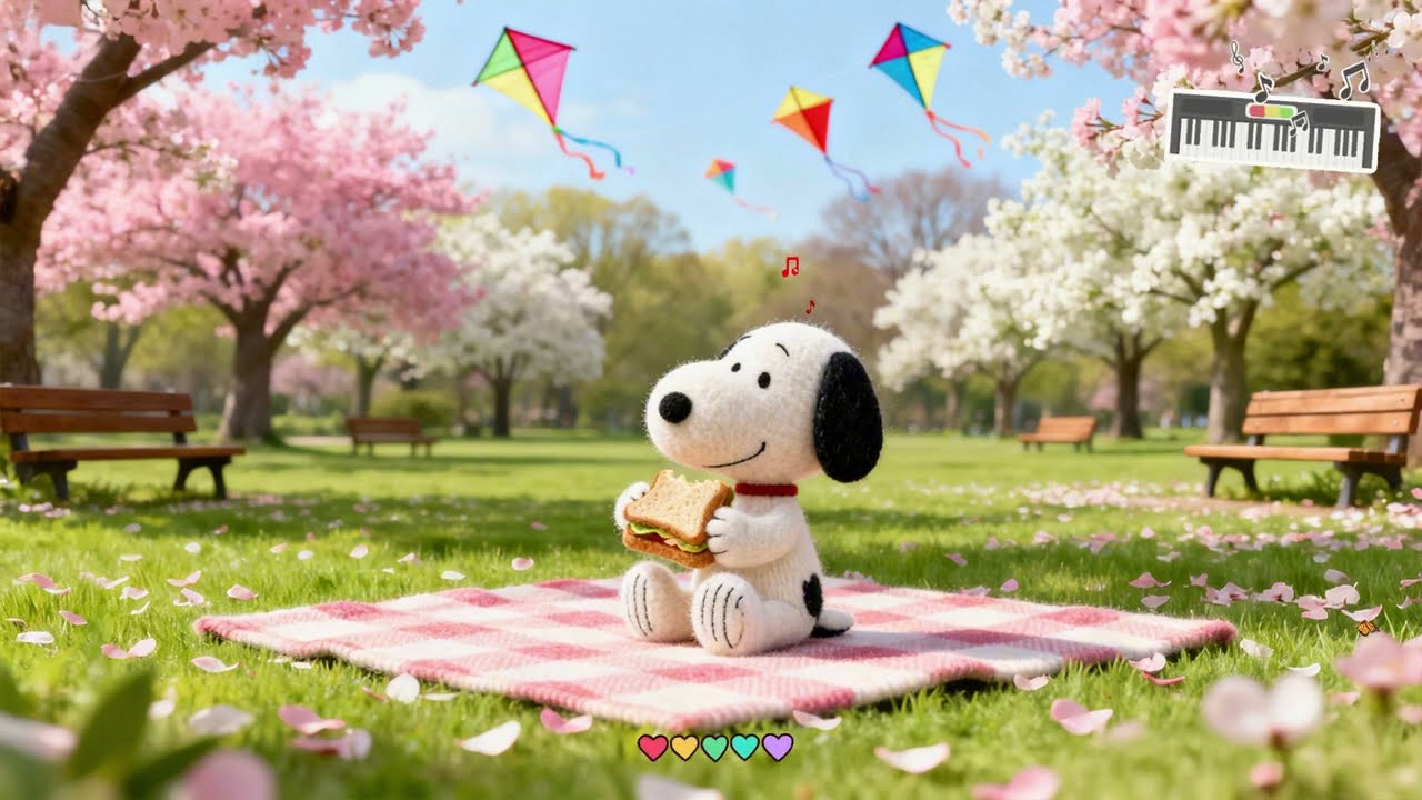 Sunny Spring Picnic with Snoopy 🪁 Chill Lofi Music for Relax, Focus, Study & Happy Vibes