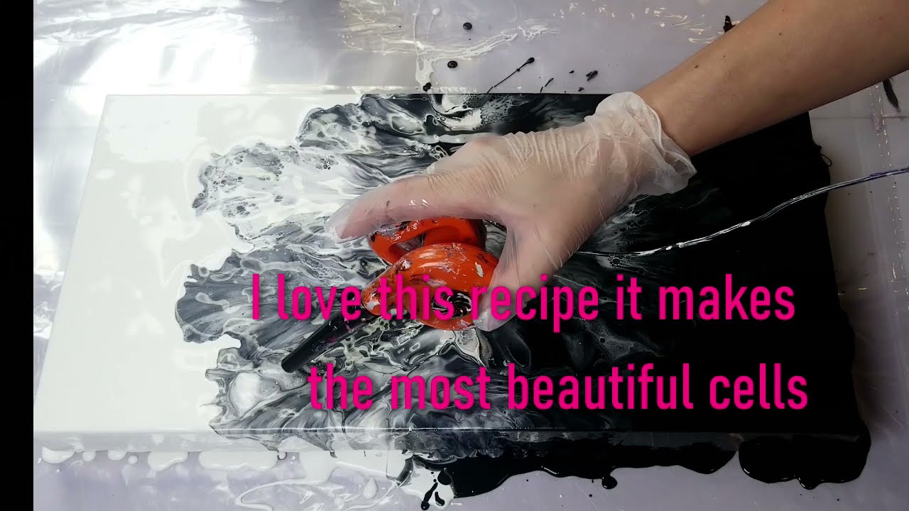 #111- Black & White Dutch Pour with water only mix  **MUST SEE**  #fluidart #dutchpouring