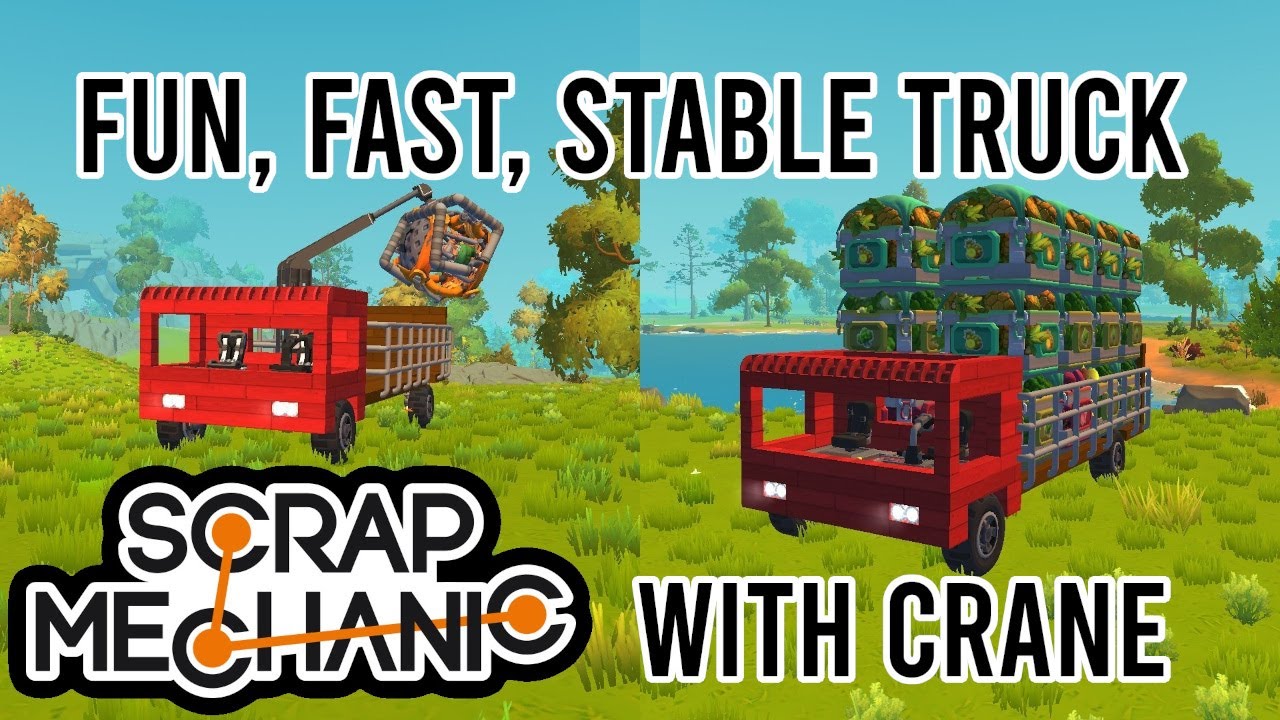 Fast, Fun and Stable truck in Scrap Mechanic with Caged Farmer Crane (How To Build)