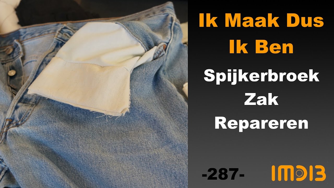 -287- Spijkerbroek Zak Repareren
