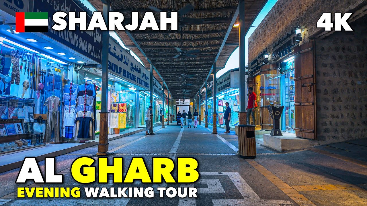 🇦🇪Sharjah, Al Gharb - Streets Evening Walking Tour 4K!