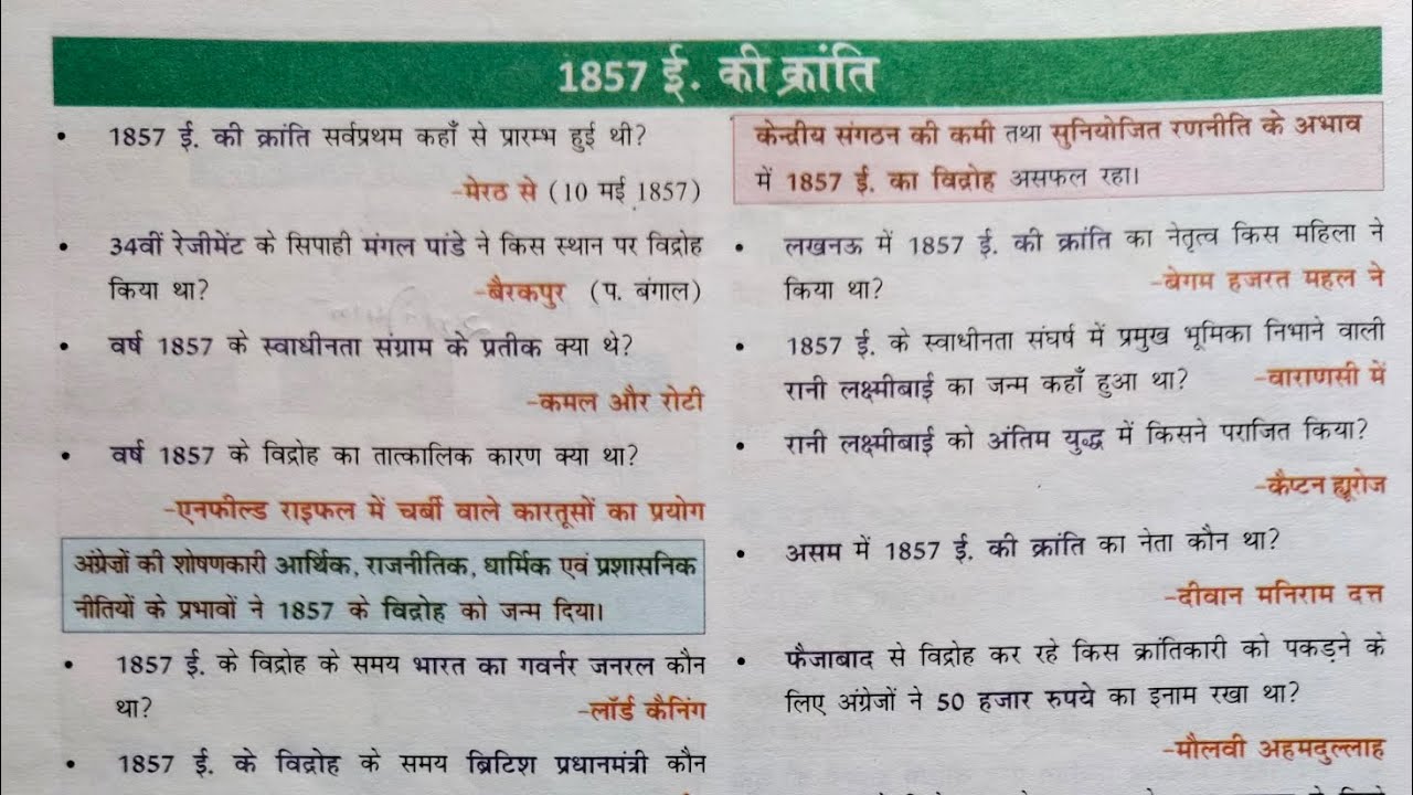 1857 ई. क्रांति | Modern history GK | history GK oneliner new book | @RatansirPatna #modernhistory 