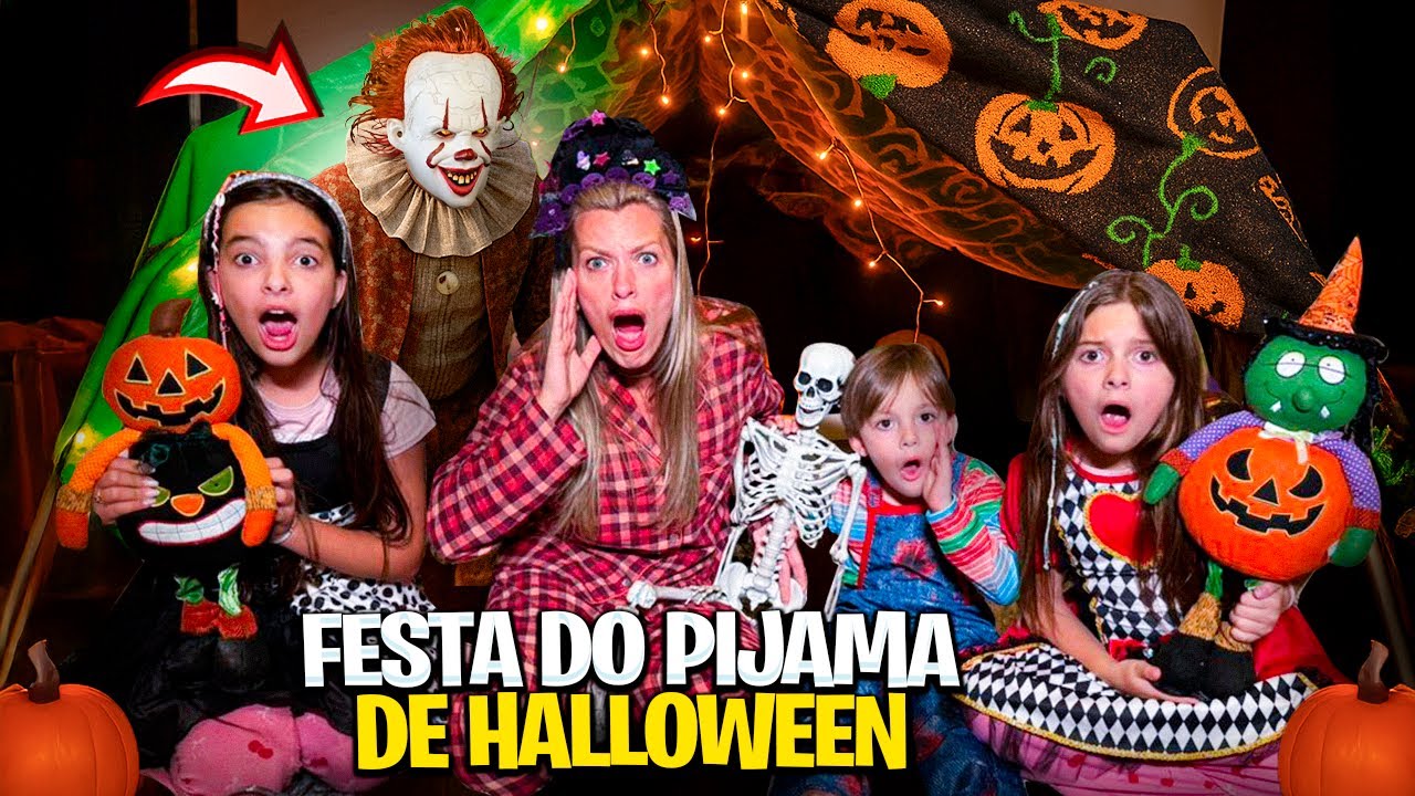 O PALHAÇO ESTRAGOU NOSSA FESTA DO PIJAMA DO HALLOWEEN!