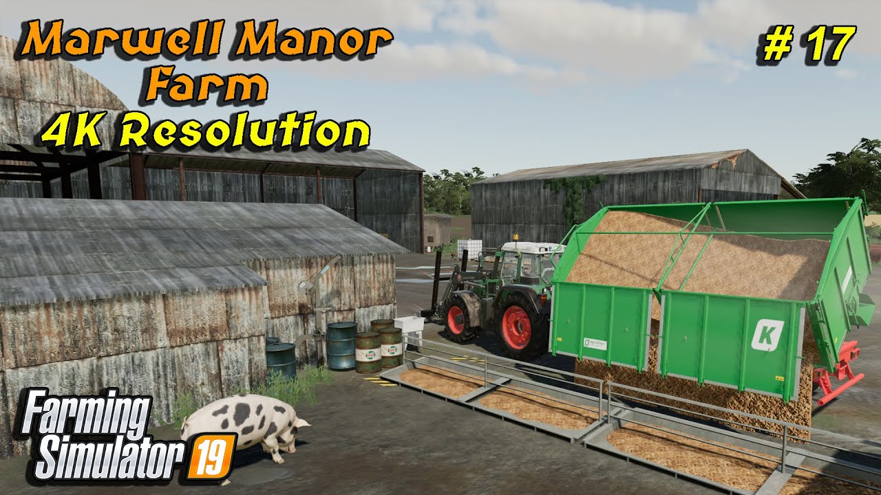 Fertilizing corn and feeding animals | FS 19 | Marwell Manor Farm #17 | 4K(UltraHD)