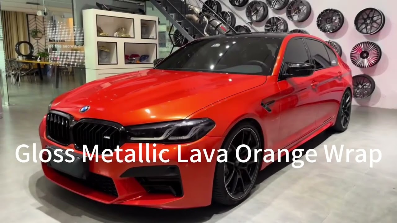 Gloss Metallic Lava Orange Vinyl Wrap