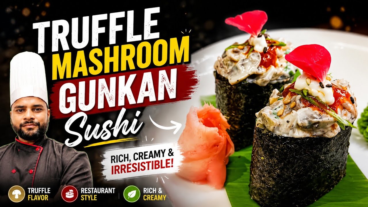 Truffle Mashroom Gunkan Sushi | veg sushi