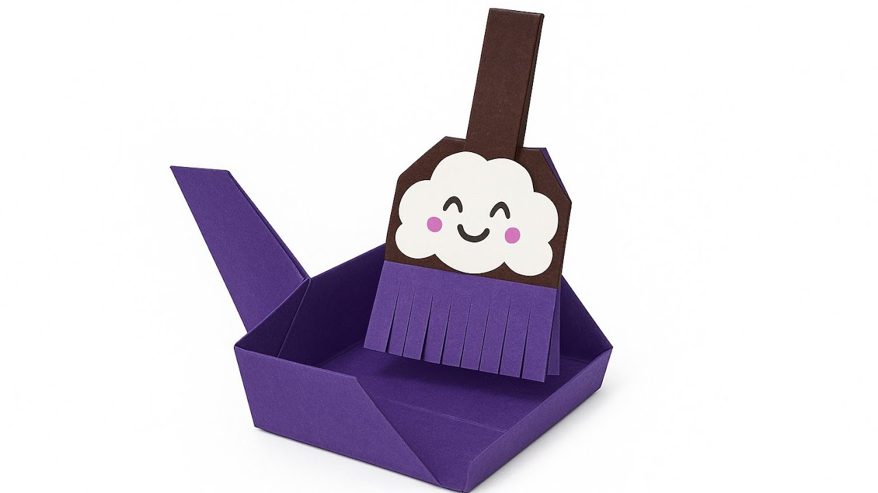 DIY Origami Dustpan and Brush | Easy Paper Craft Tutorial | 